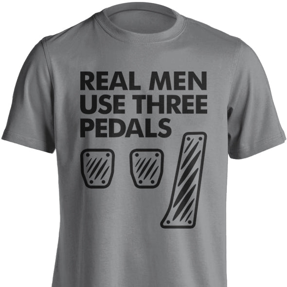 pedal t shirt Real Men Use 3 Pedals T-Shirt Heather Gray / 3XL